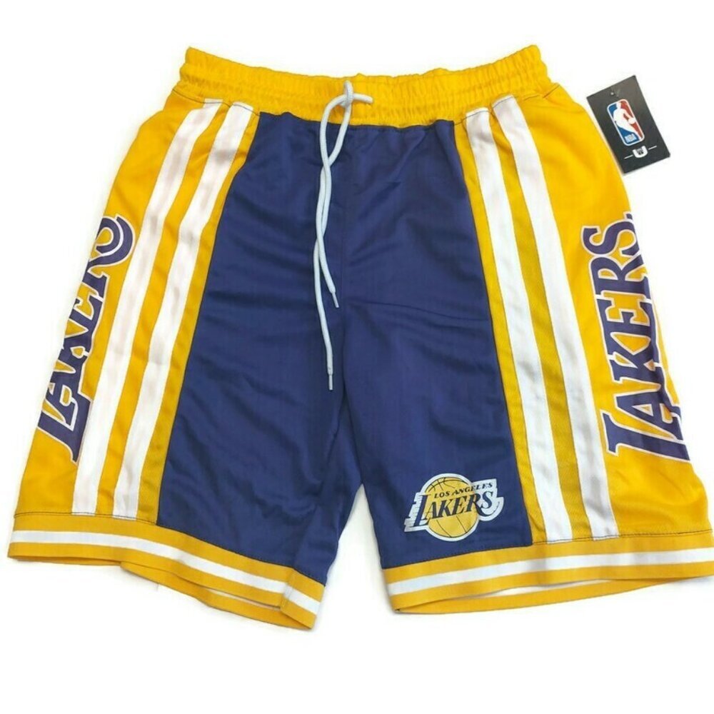 NBA Los Angeles Lakers Mens M Athletic Basketball Shorts UNK Yellow Purple
